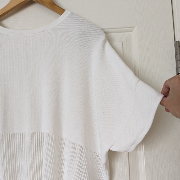 ATHLETA Kahala Short Sleeve Top Oversized Boxy Relaxed Fit High White Mesh Small - Picture 6 of 8